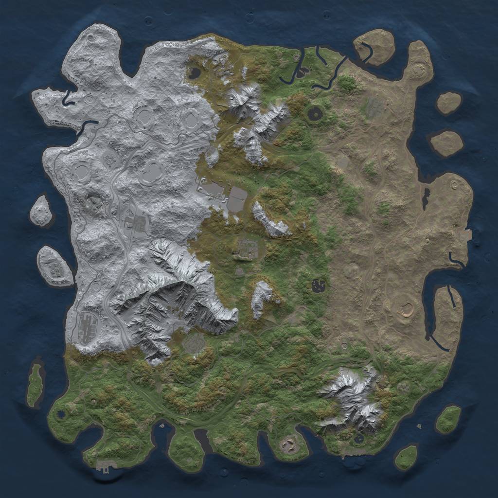 Rust Map: Procedural Map, Size: 5250, Seed: 666222888, 19 Monuments
