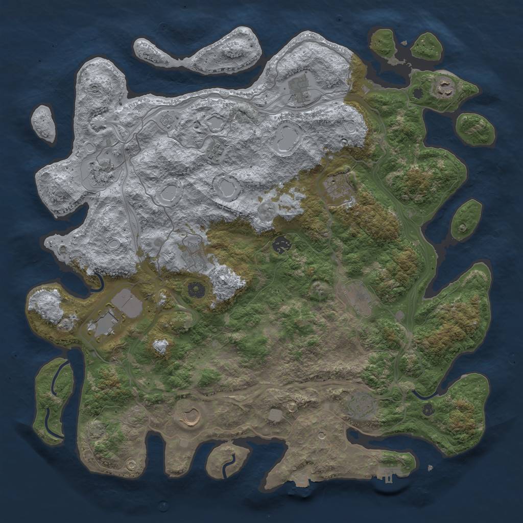 Rust Map: Procedural Map, Size: 4500, Seed: 38977098, 18 Monuments