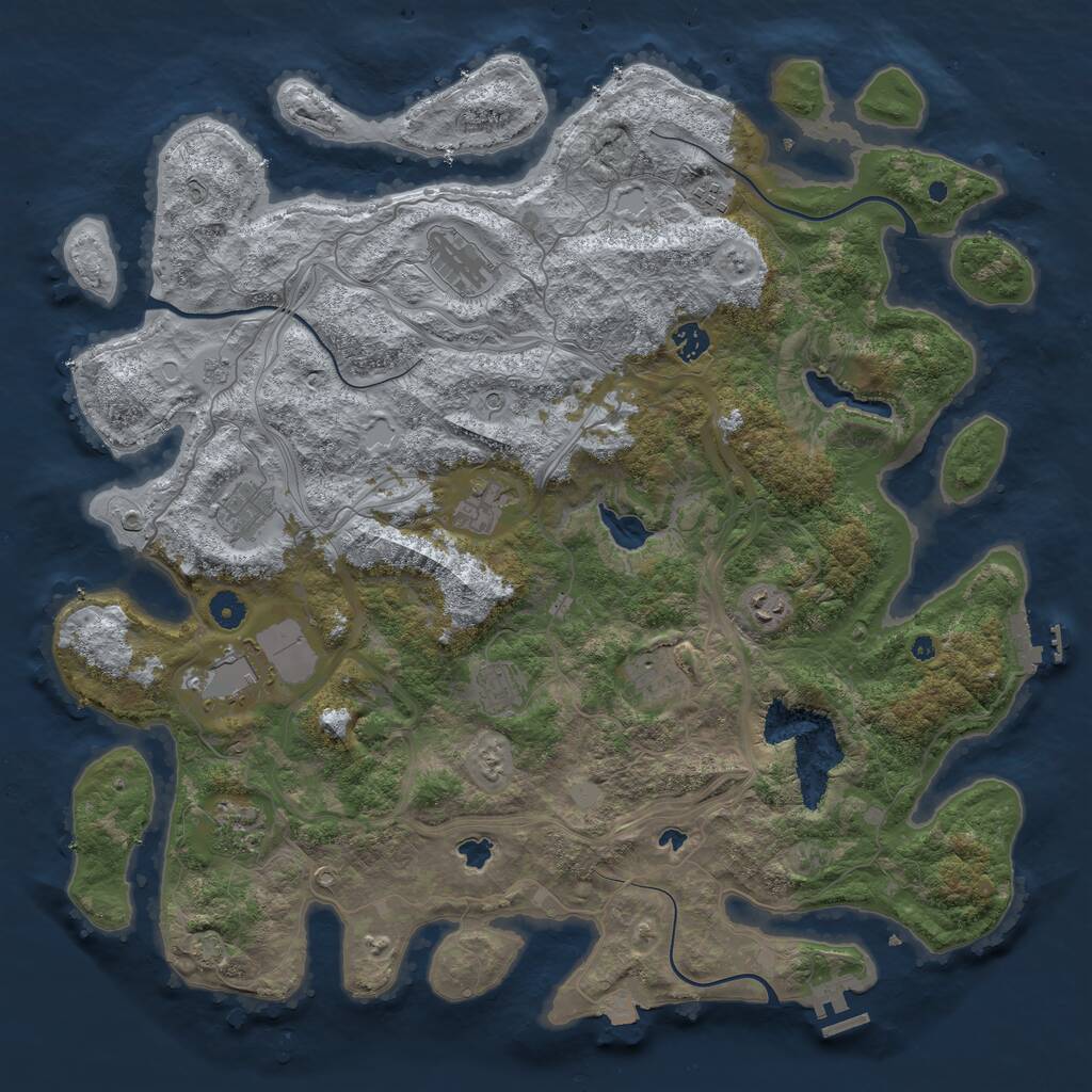 Rust Map: Procedural Map, Size: 4500, Seed: 38977098, 16 Monuments