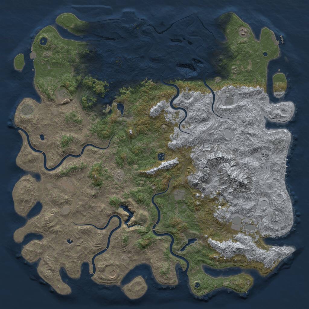 Rust Map: Procedural Map, Size: 6000, Seed: 11424, 17 Monuments