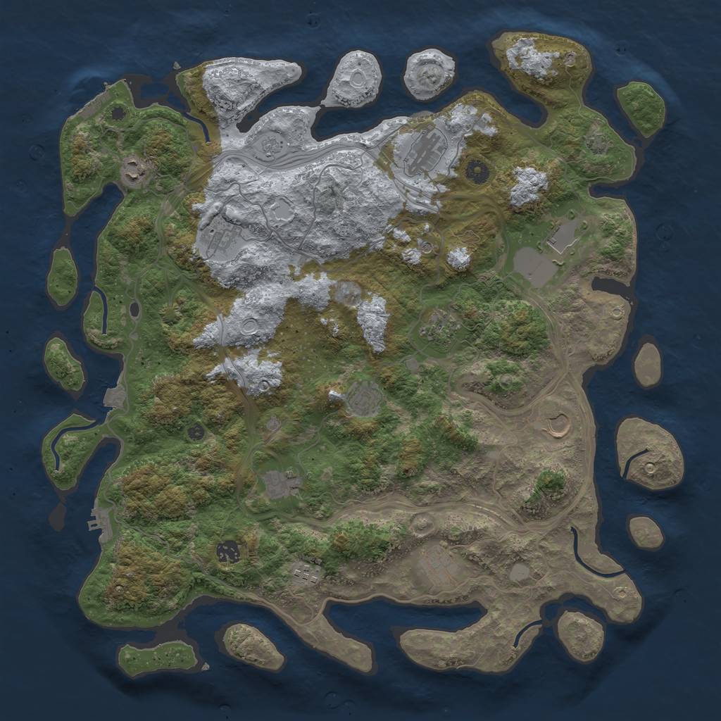 Rust Map: Procedural Map, Size: 4500, Seed: 960073647, 19 Monuments