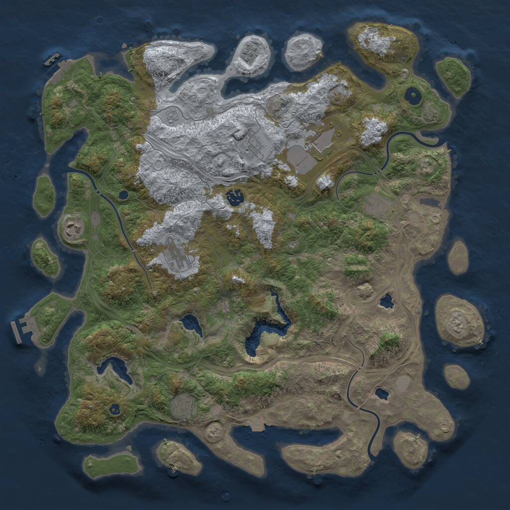 Rust Map: Procedural Map, Size: 4500, Seed: 960073647, 14 Monuments