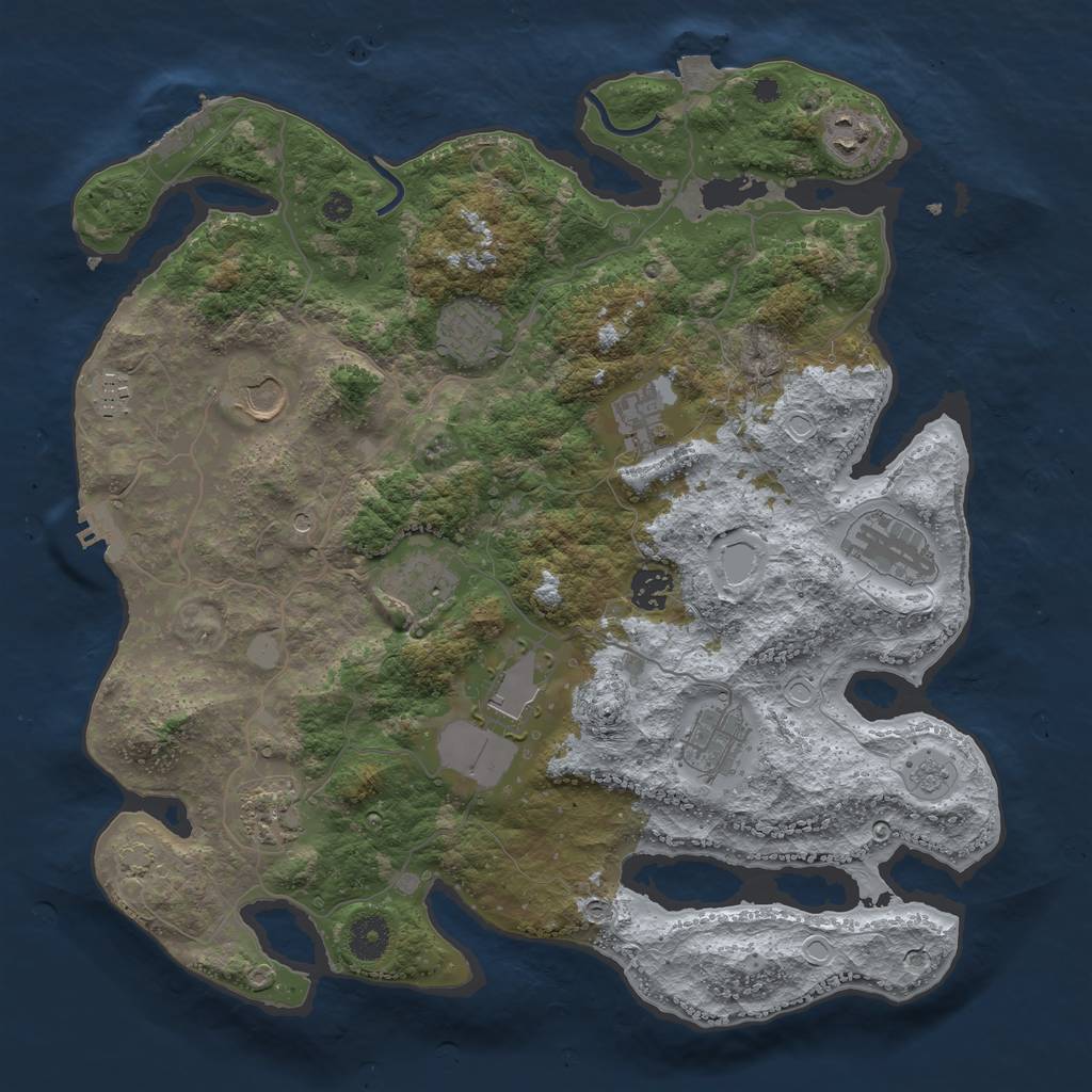 Rust Map: Procedural Map, Size: 3800, Seed: 41951562, 19 Monuments