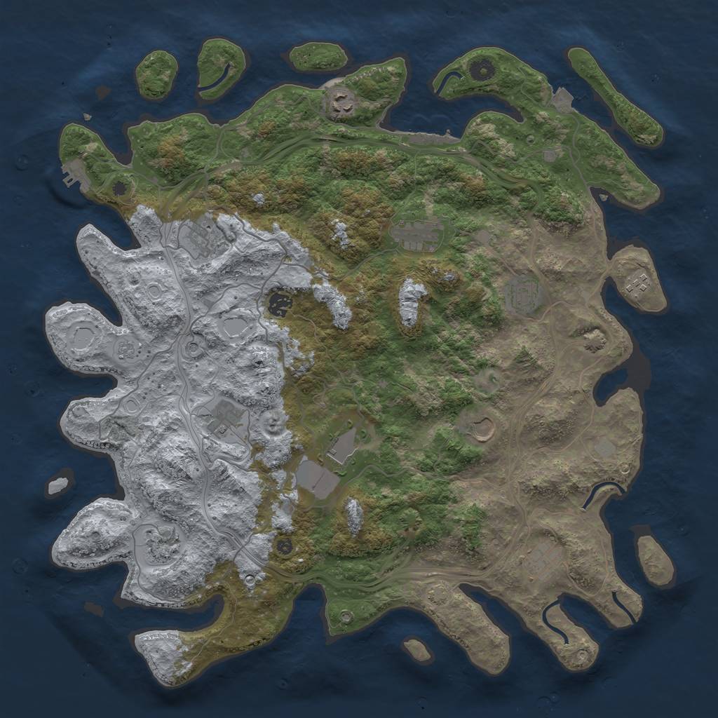 Rust Map: Procedural Map, Size: 4500, Seed: 275407081, 19 Monuments