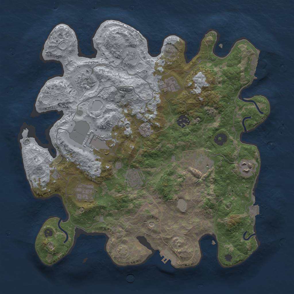 Rust Map: Procedural Map, Size: 3500, Seed: 1860999508, 17 Monuments