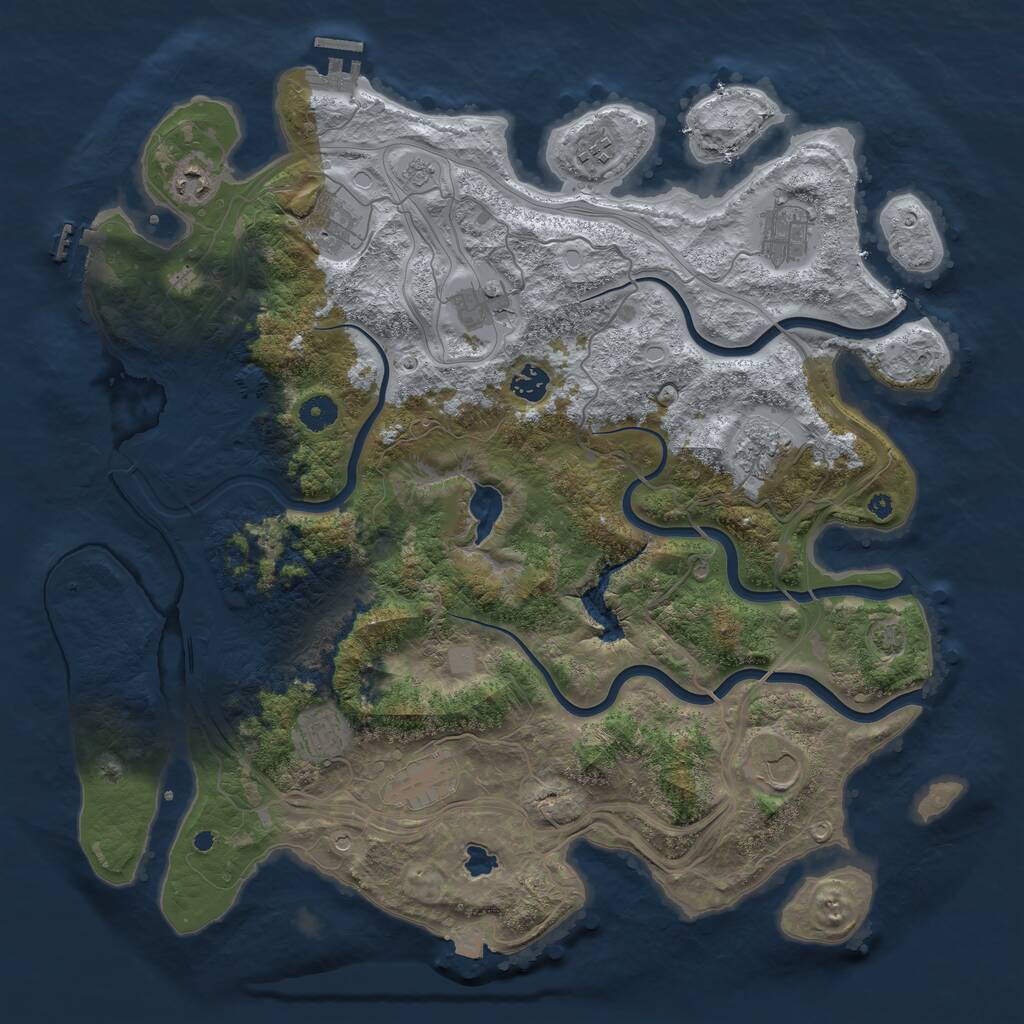 Rust Map: Procedural Map, Size: 4250, Seed: 1267931942, 16 Monuments