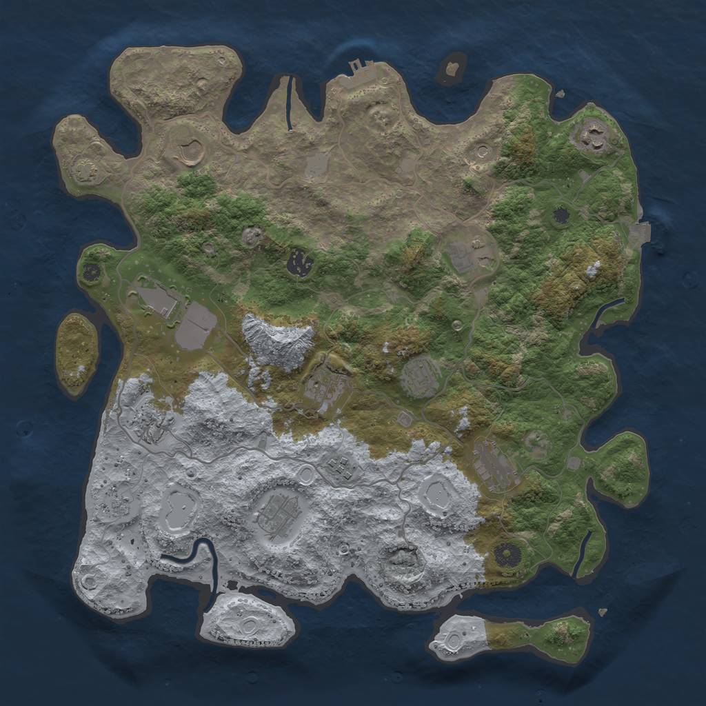 Rust Map: Procedural Map, Size: 4000, Seed: 1115155519, 18 Monuments