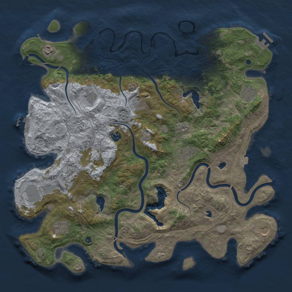 Rust Map: Procedural Map, Size: 4500, Seed: 138828131, 17 Monuments