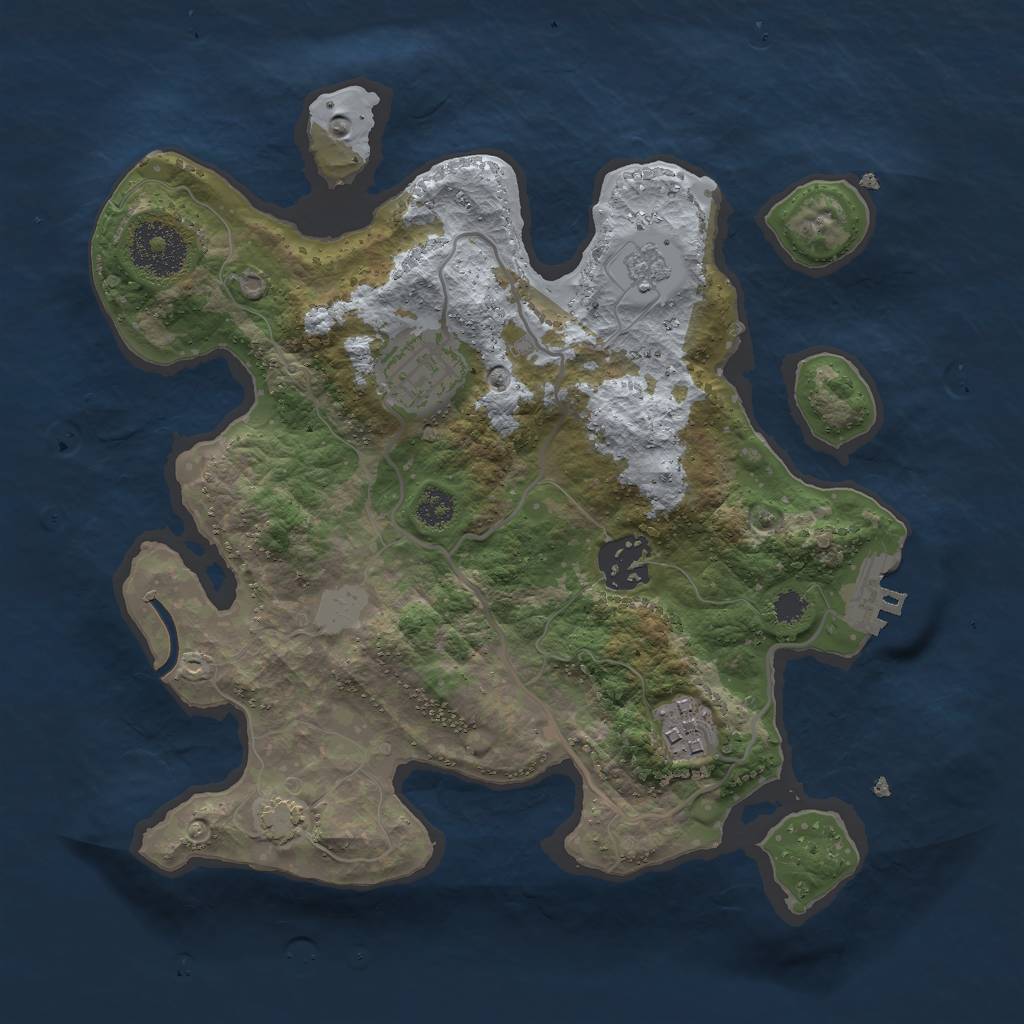 Rust Map: Procedural Map, Size: 2750, Seed: 19374651, 9 Monuments