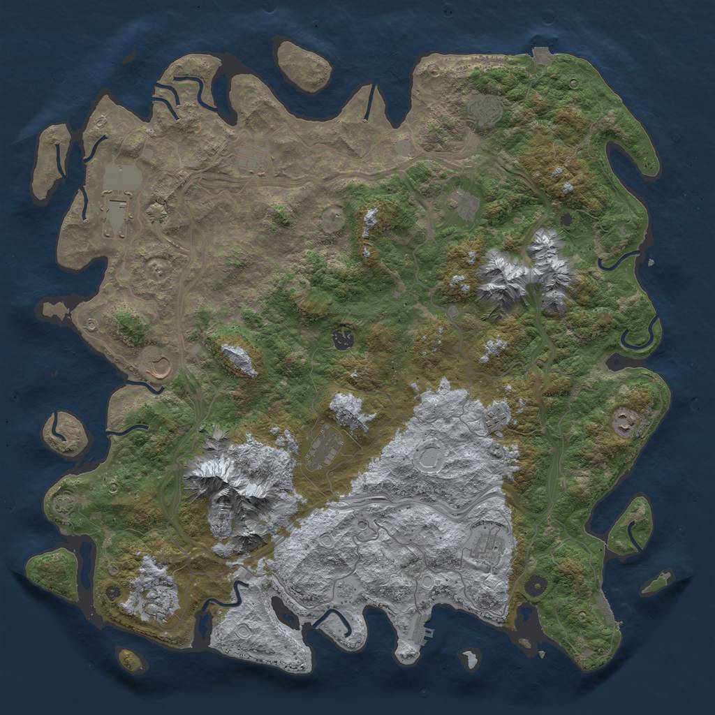 Rust Map: Procedural Map, Size: 5000, Seed: 2944777, 19 Monuments