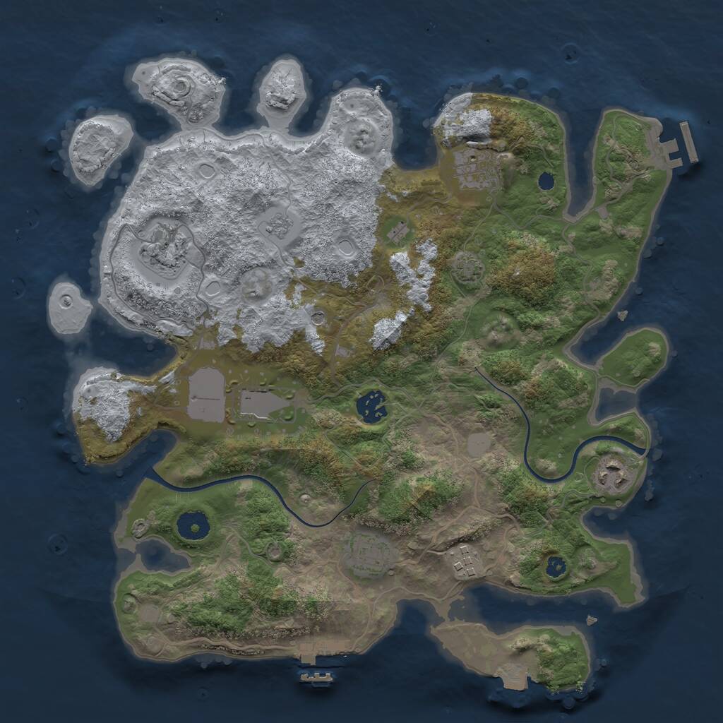 Rust Map: Procedural Map, Size: 3500, Seed: 1676035839, 13 Monuments