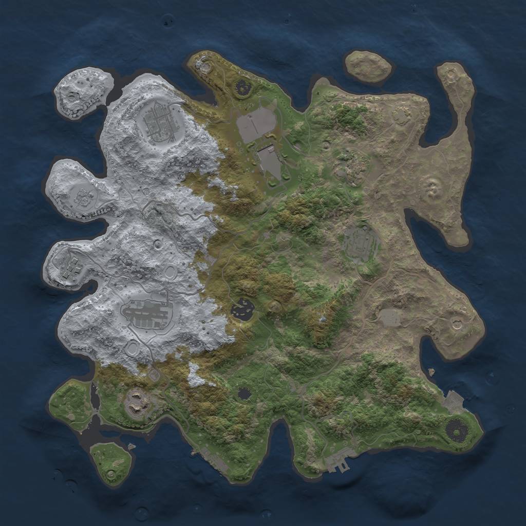 Rust Map: Procedural Map, Size: 3500, Seed: 382680741, 16 Monuments