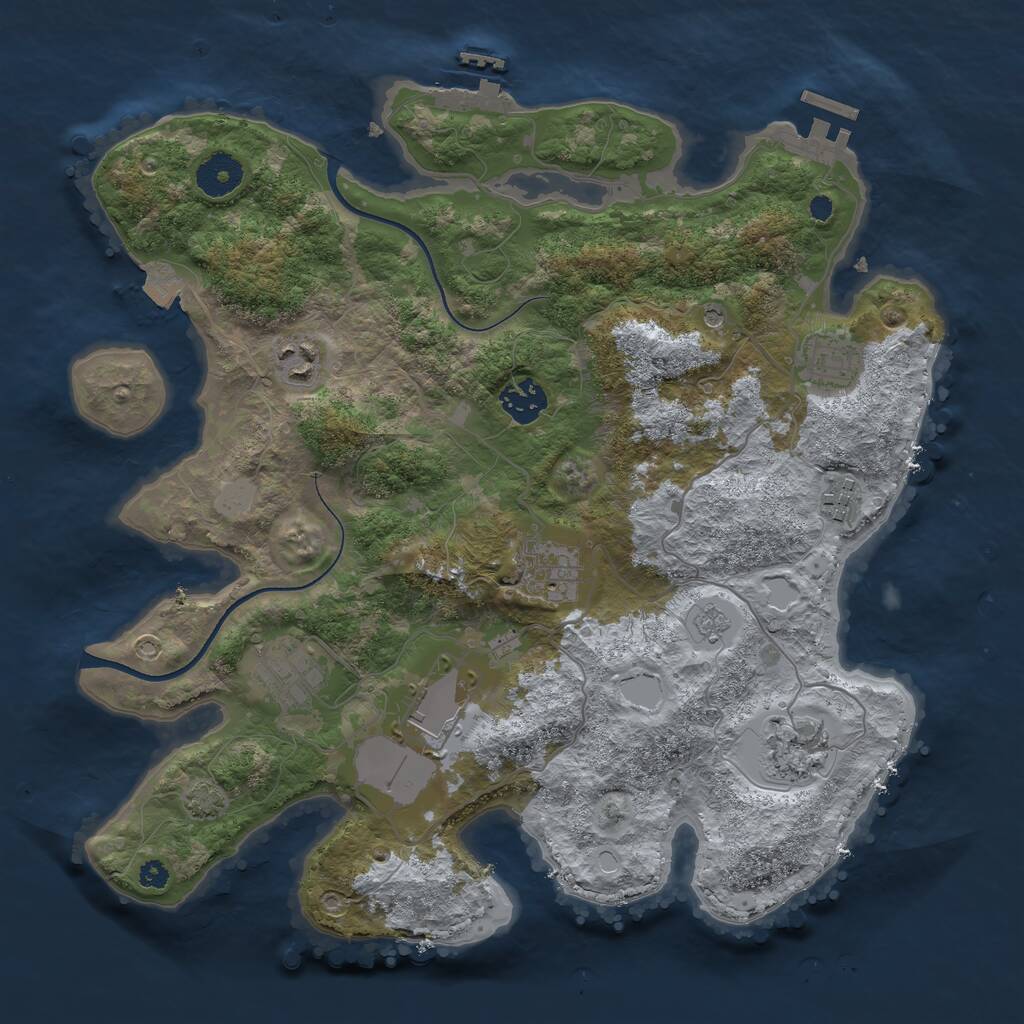 Rust Map: Procedural Map, Size: 3500, Seed: 321565255, 14 Monuments