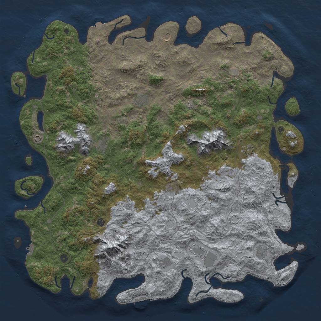 Rust Map: Procedural Map, Size: 6000, Seed: 247065541, 19 Monuments
