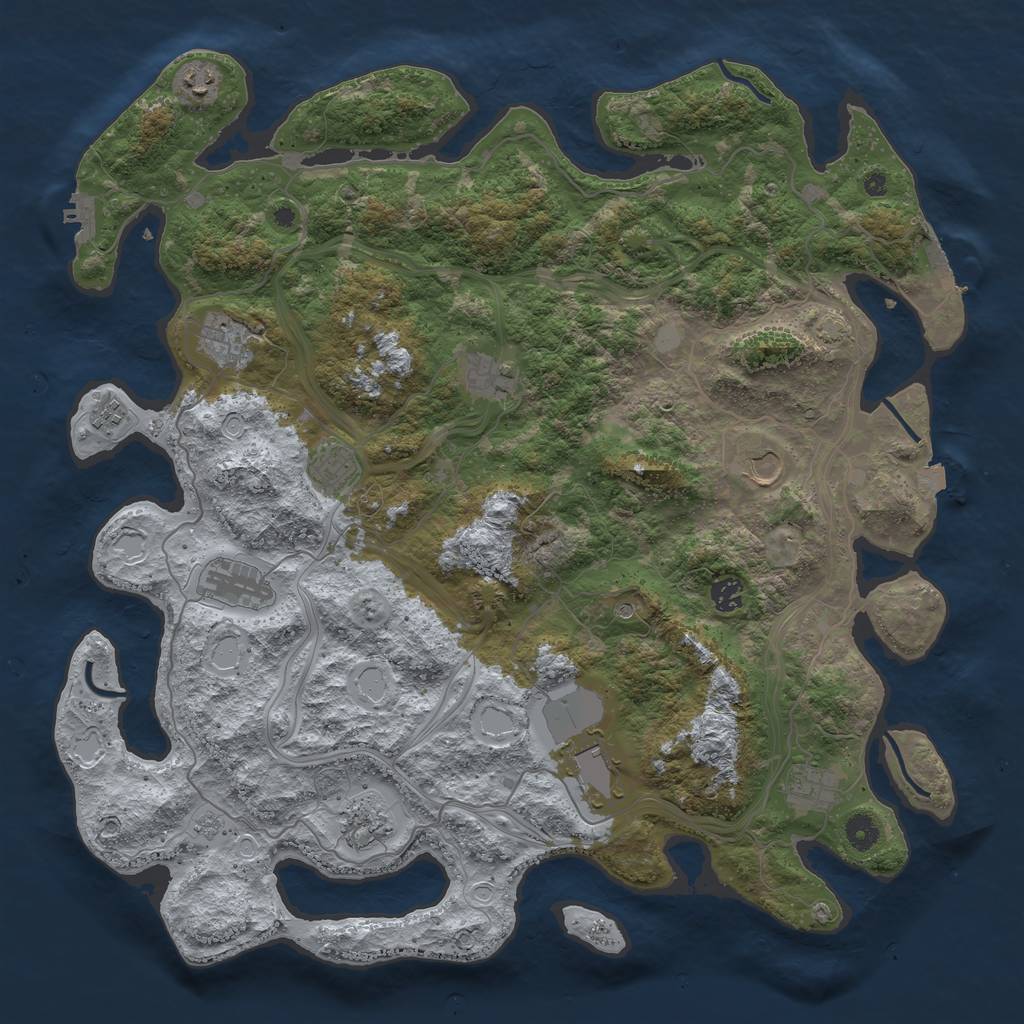 Rust Map: Procedural Map, Size: 4500, Seed: 616594545, 19 Monuments