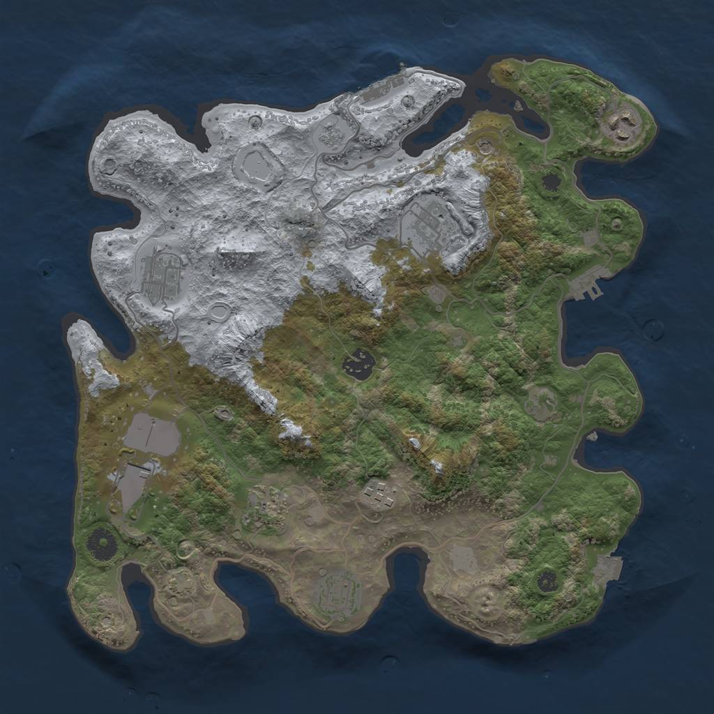 Rust Map: Procedural Map, Size: 3500, Seed: 1167956278, 16 Monuments