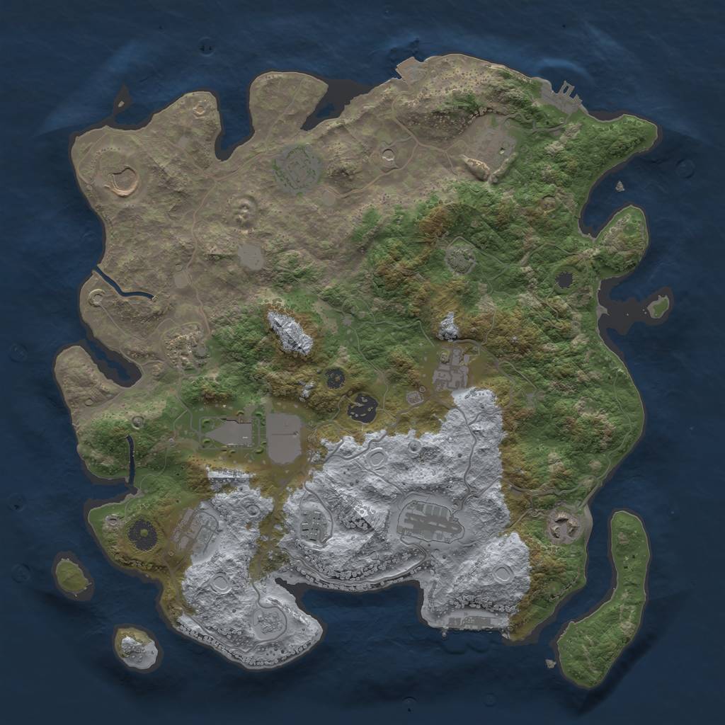 Rust Map: Procedural Map, Size: 3750, Seed: 2075443476, 19 Monuments