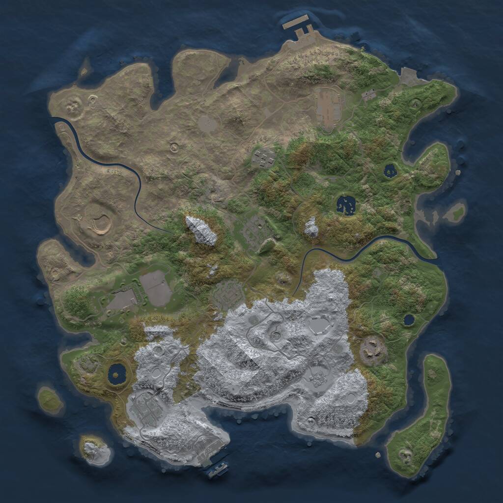 Rust Map: Procedural Map, Size: 3750, Seed: 2075443476, 15 Monuments