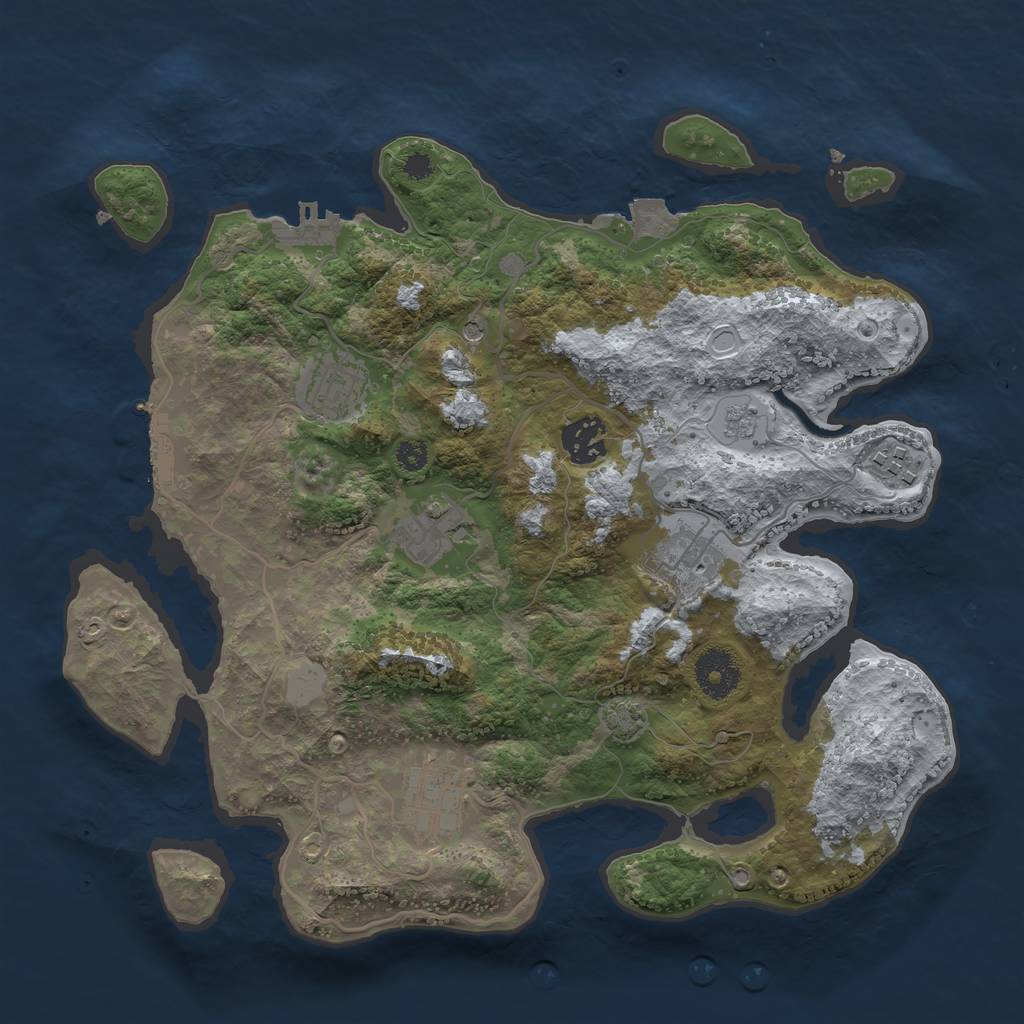 Rust Map: Procedural Map, Size: 3300, Seed: 1475092492, 14 Monuments