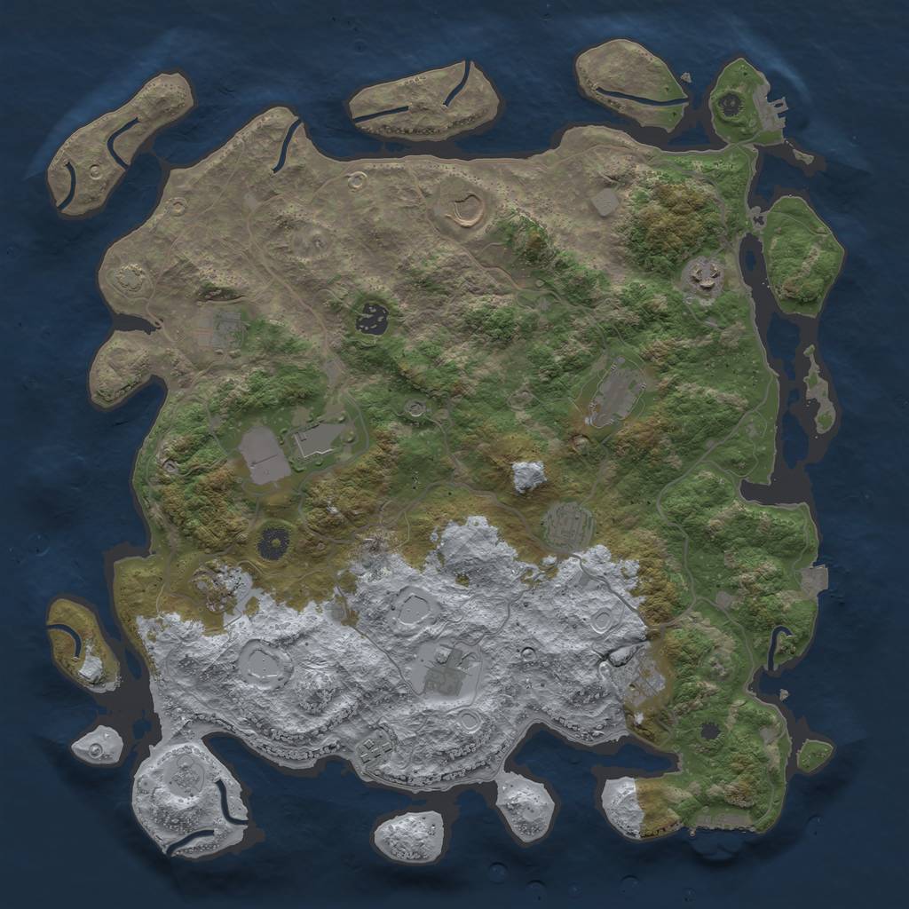 Rust Map: Procedural Map, Size: 4200, Seed: 888459152, 19 Monuments