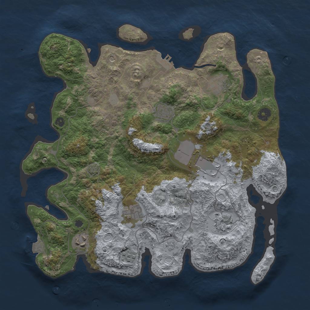 Rust Map: Procedural Map, Size: 3500, Seed: 1877343017, 14 Monuments