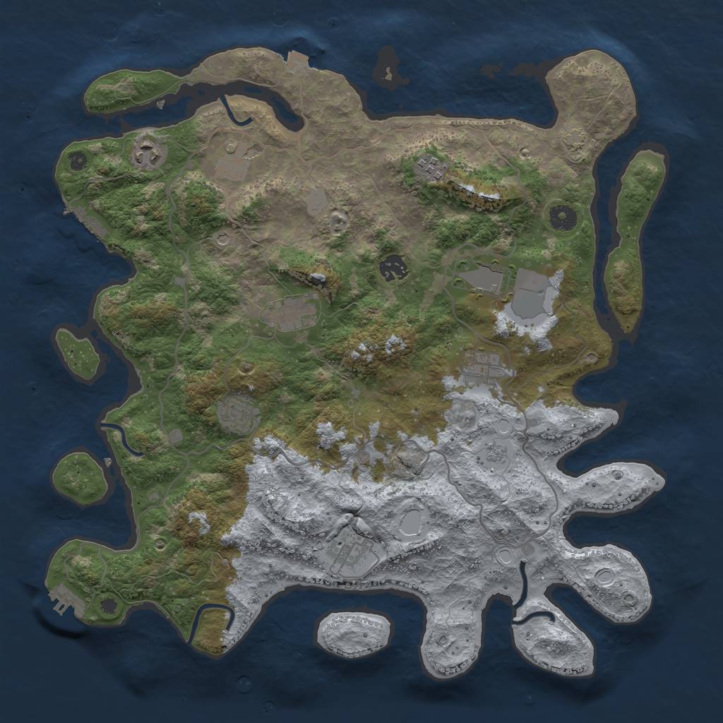 Rust Map: Procedural Map, Size: 4000, Seed: 281752166, 17 Monuments