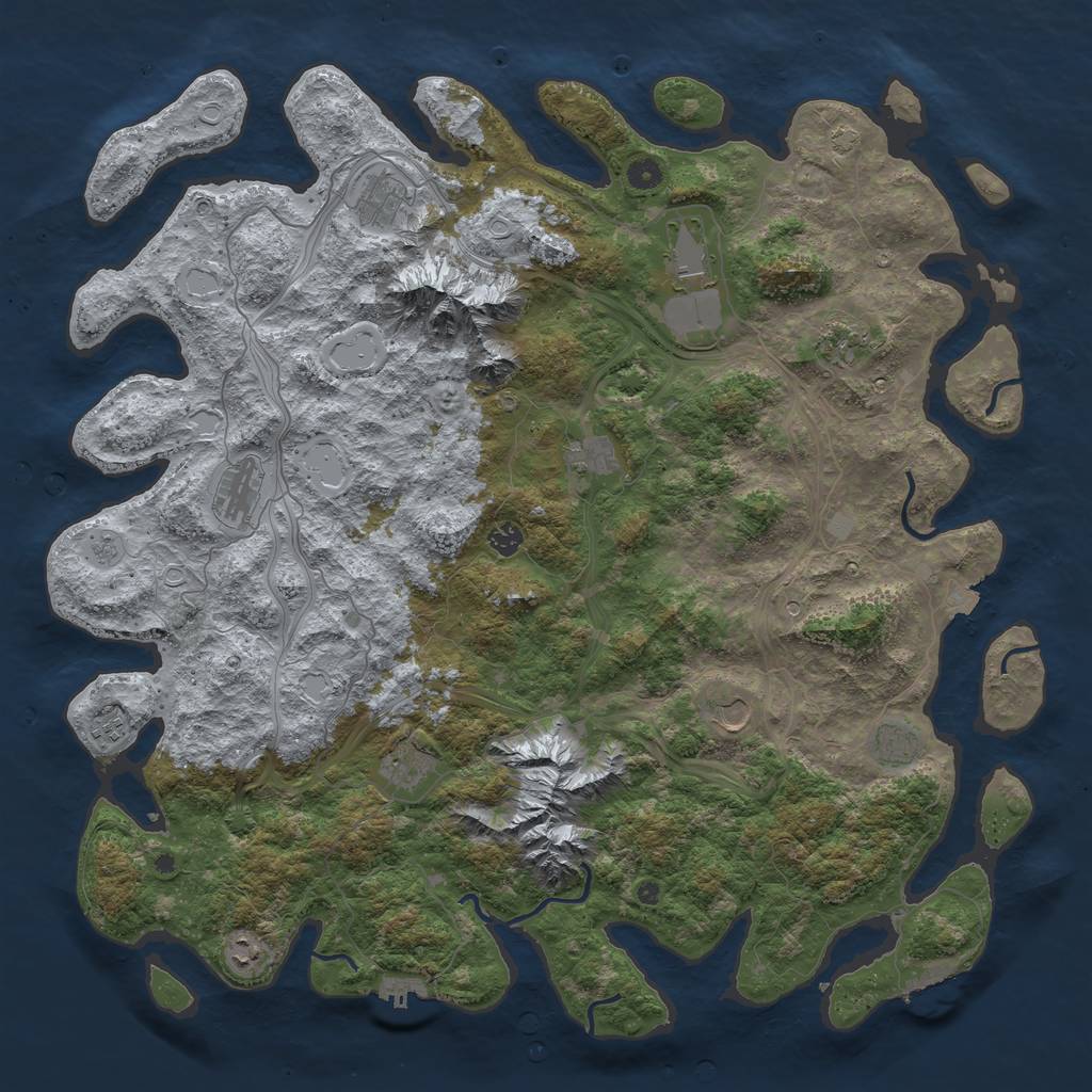 Rust Map: Procedural Map, Size: 5000, Seed: 1712558846, 19 Monuments