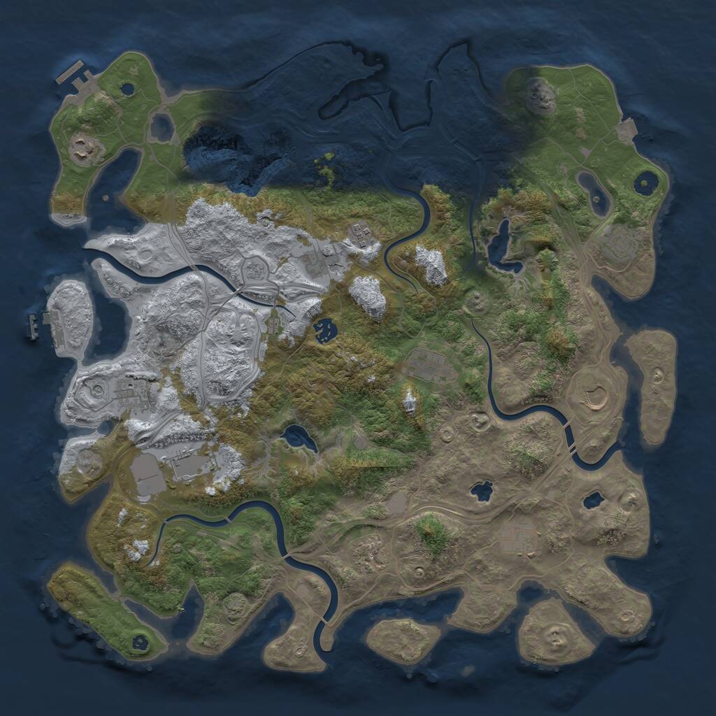 Rust Map: Procedural Map, Size: 4500, Seed: 145944030, 17 Monuments