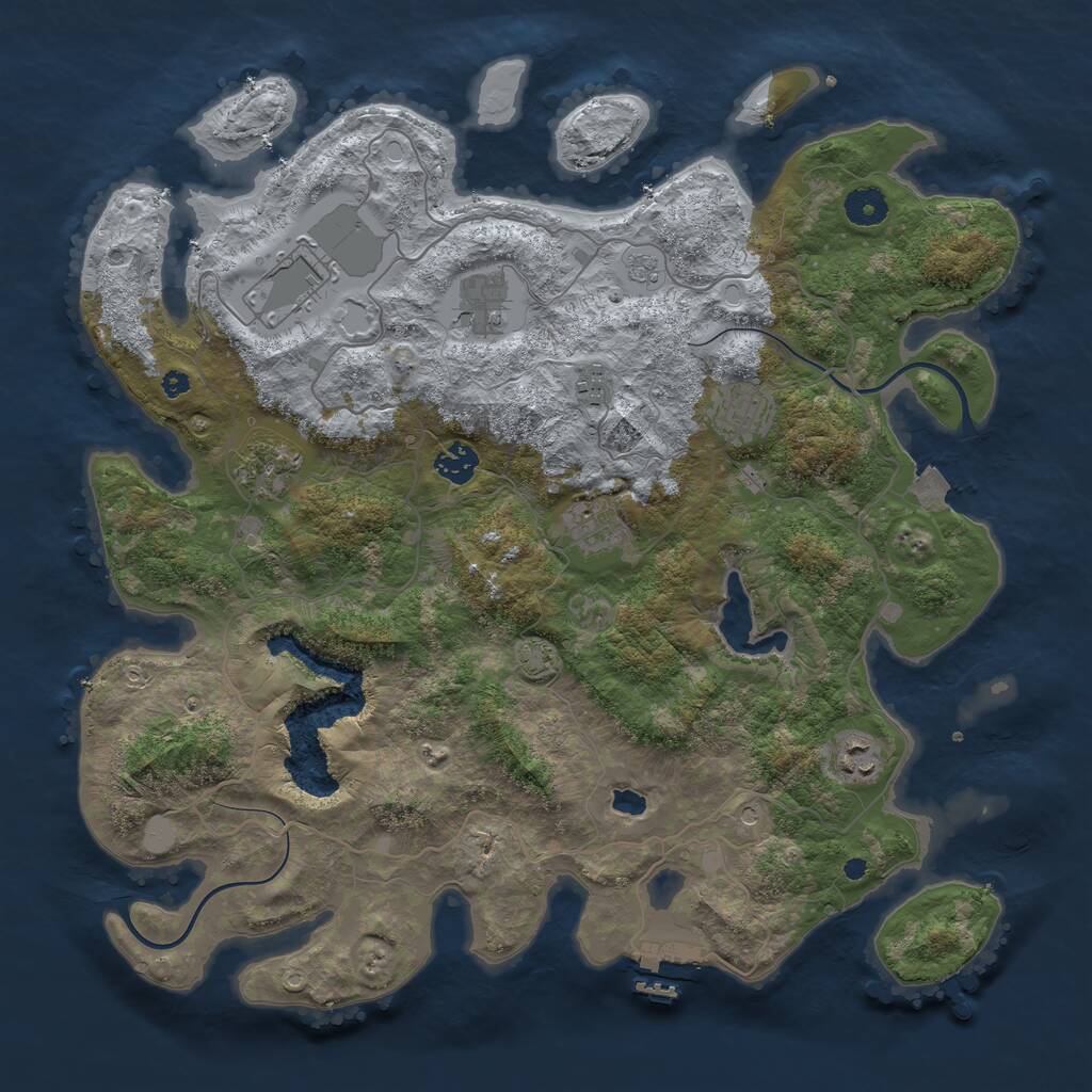 Rust Map: Procedural Map, Size: 4000, Seed: 1262371801, 13 Monuments
