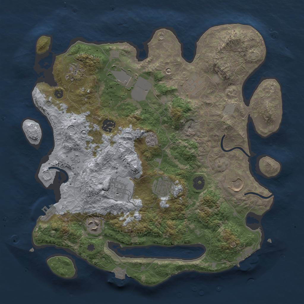 Rust Map: Procedural Map, Size: 3500, Seed: 1954260432, 16 Monuments