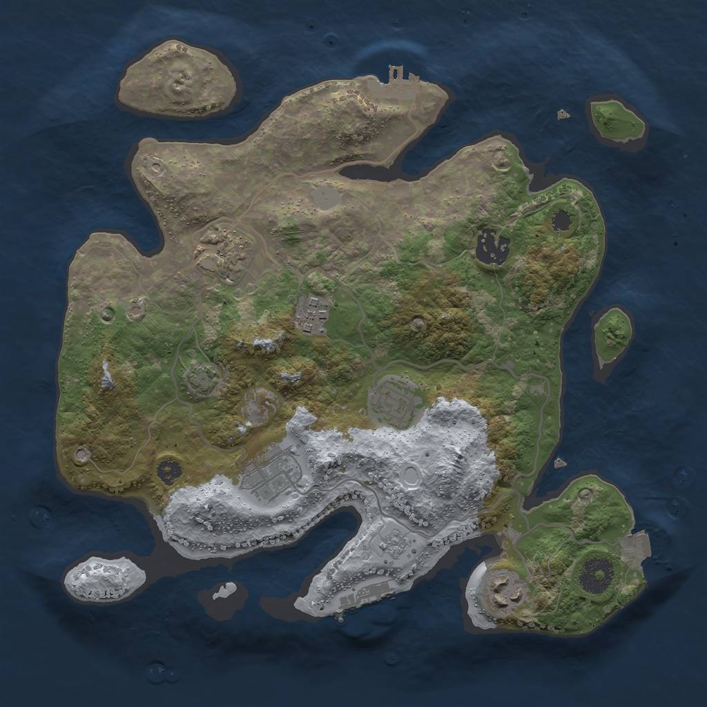 Rust Map: Procedural Map, Size: 3000, Seed: 1968523254, 13 Monuments