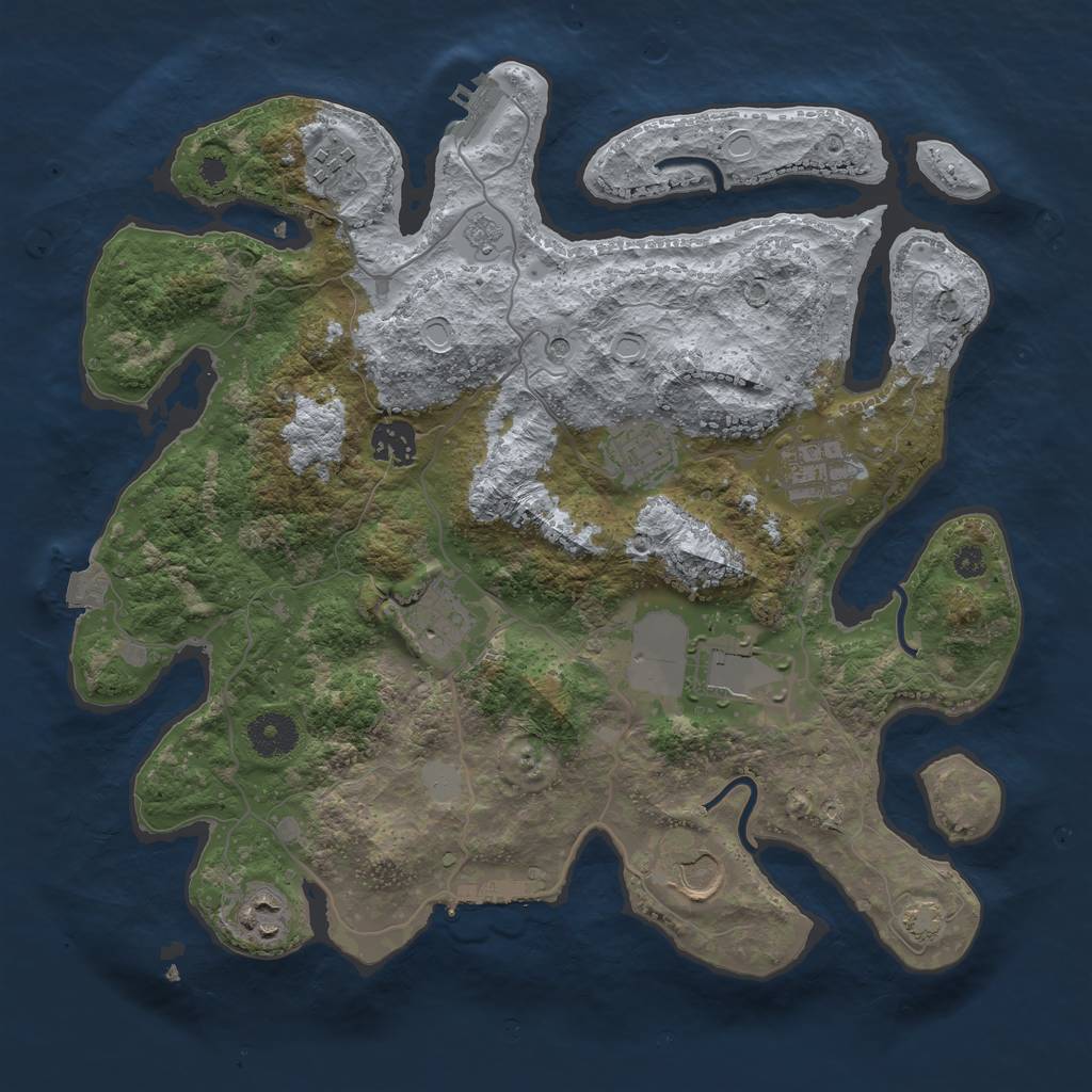 Rust Map: Procedural Map, Size: 3500, Seed: 547795018, 16 Monuments