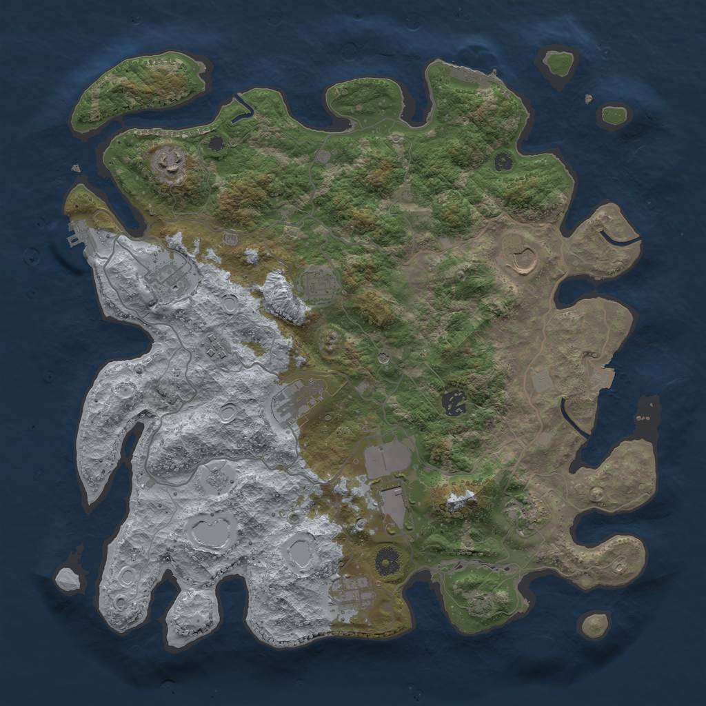 Rust Map: Procedural Map, Size: 4000, Seed: 608, 18 Monuments