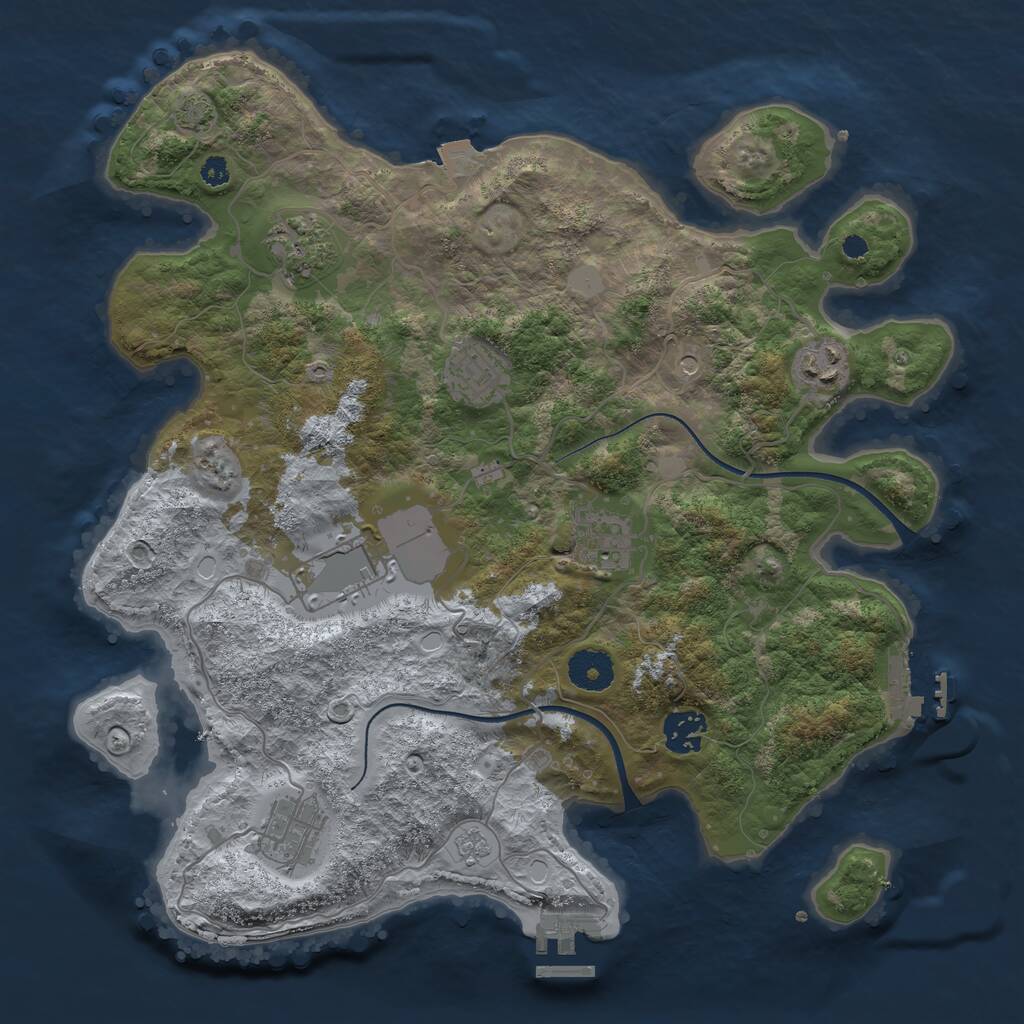 Rust Map: Procedural Map, Size: 3500, Seed: 1792170067, 13 Monuments