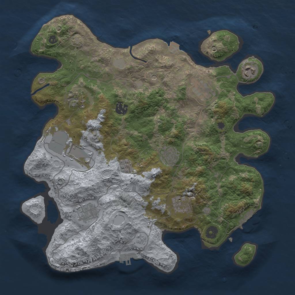 Rust Map: Procedural Map, Size: 3500, Seed: 1792170067, 17 Monuments