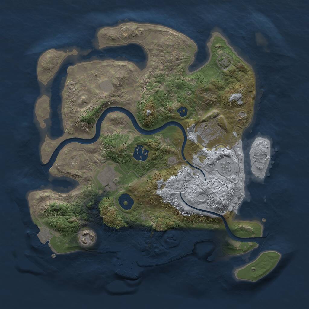 Rust Map: Procedural Map, Size: 3000, Seed: 8836, 9 Monuments