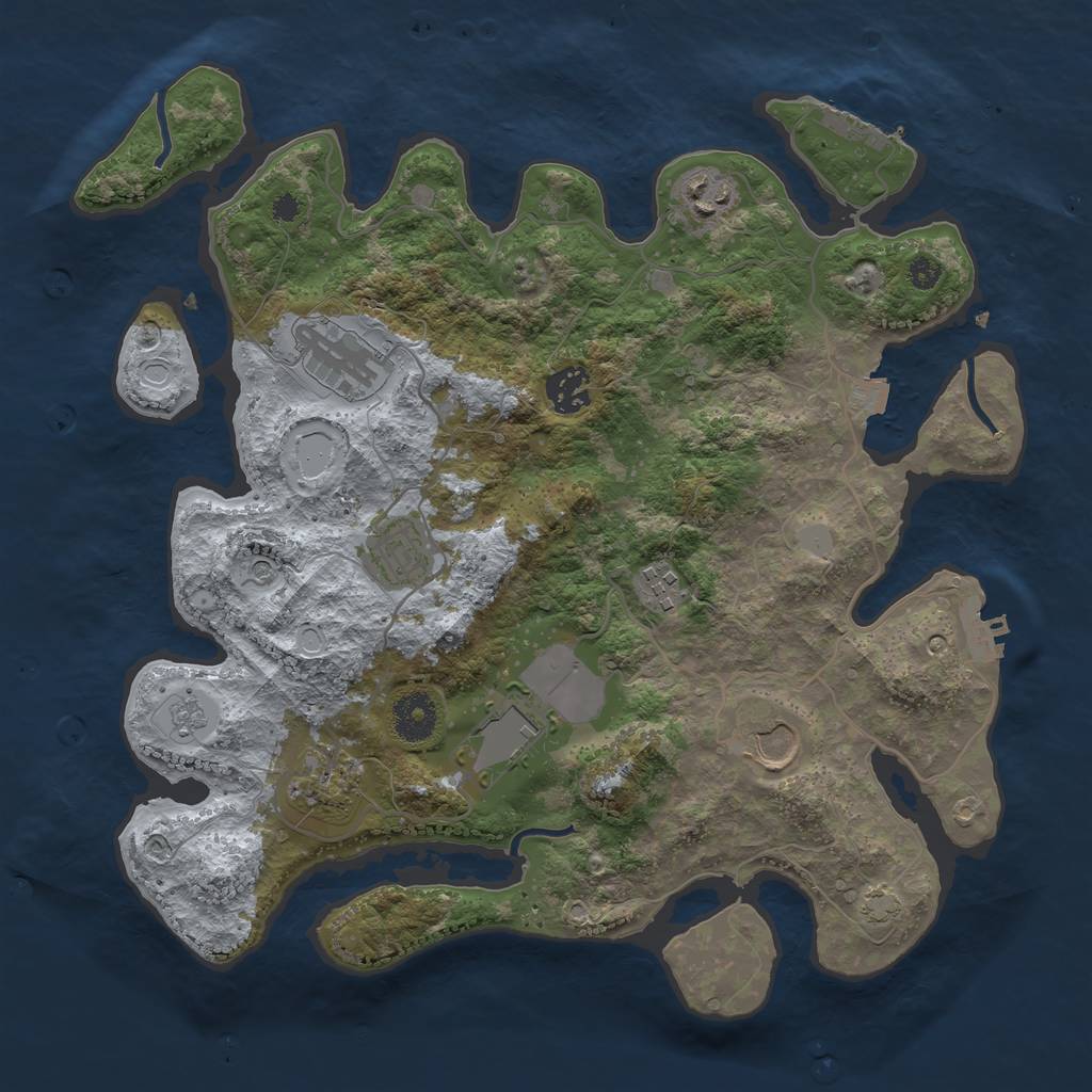 Rust Map: Procedural Map, Size: 3500, Seed: 1162685546, 16 Monuments