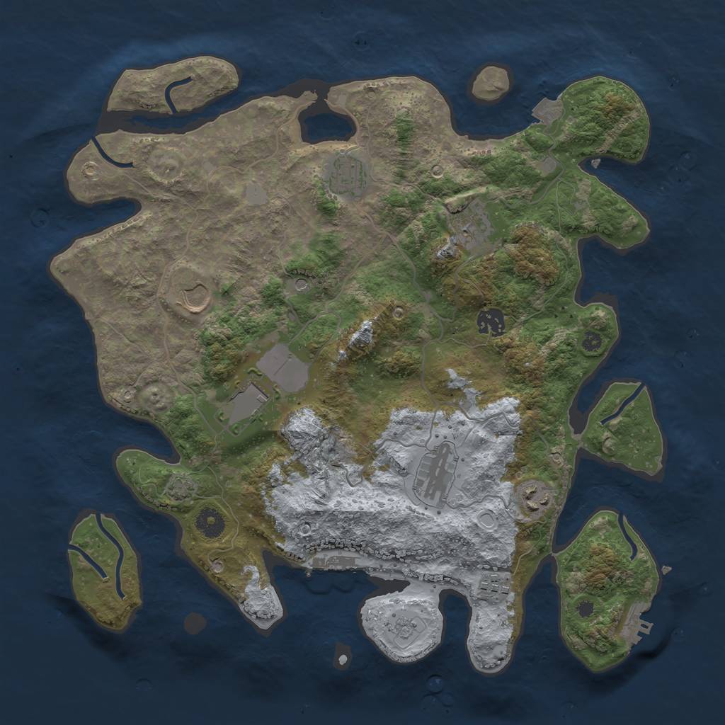 Rust Map: Procedural Map, Size: 3750, Seed: 671963, 16 Monuments