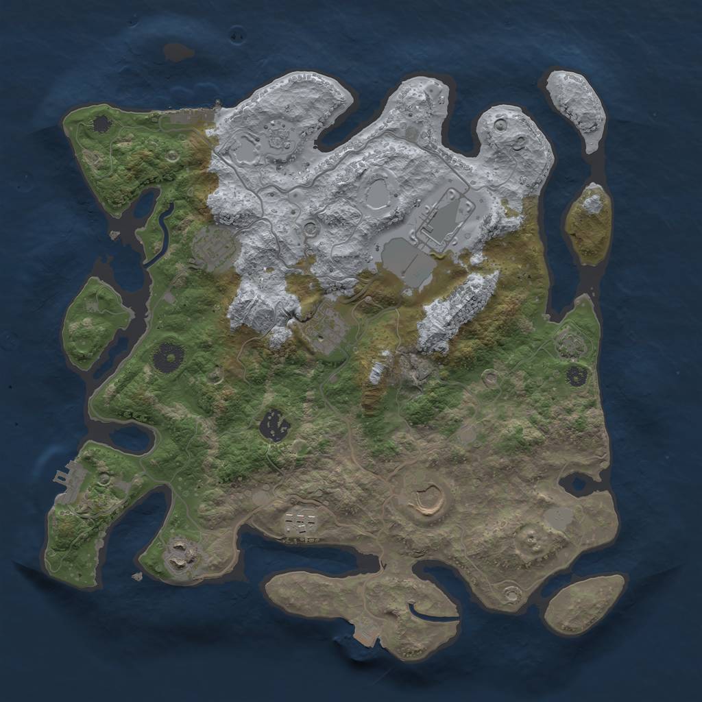 Rust Map: Procedural Map, Size: 3500, Seed: 345453, 15 Monuments