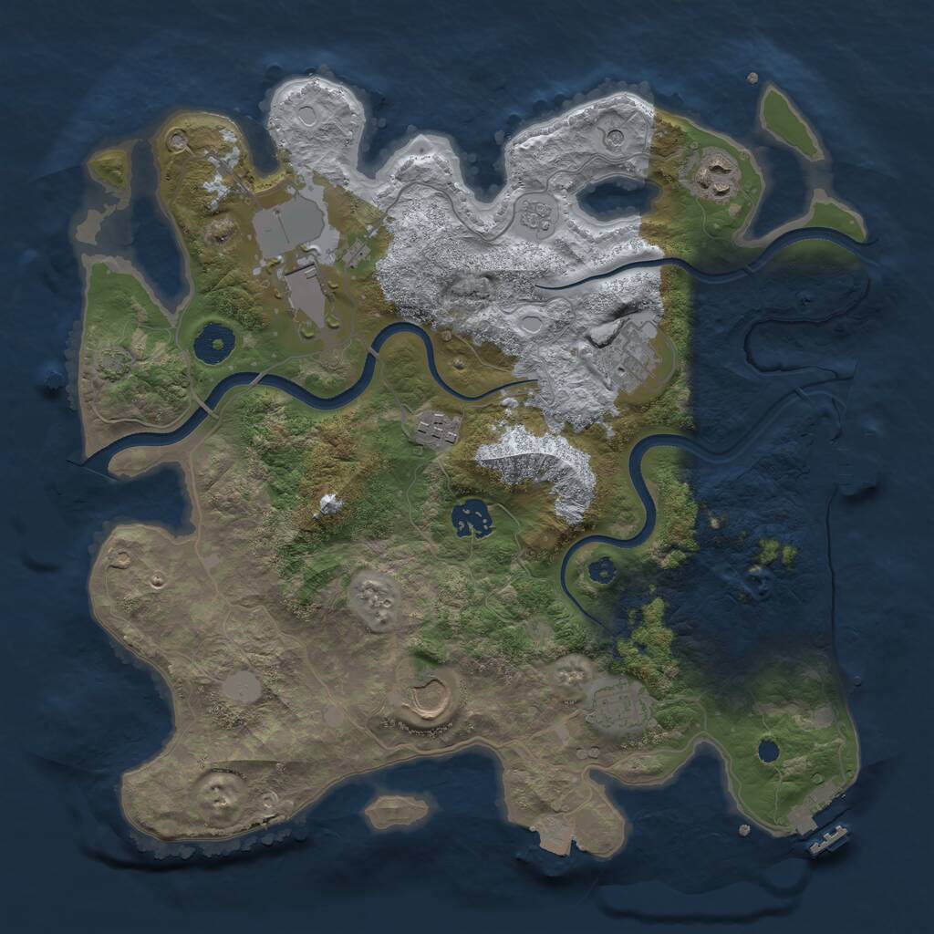 Rust Map: Procedural Map, Size: 3500, Seed: 1202003390, 13 Monuments