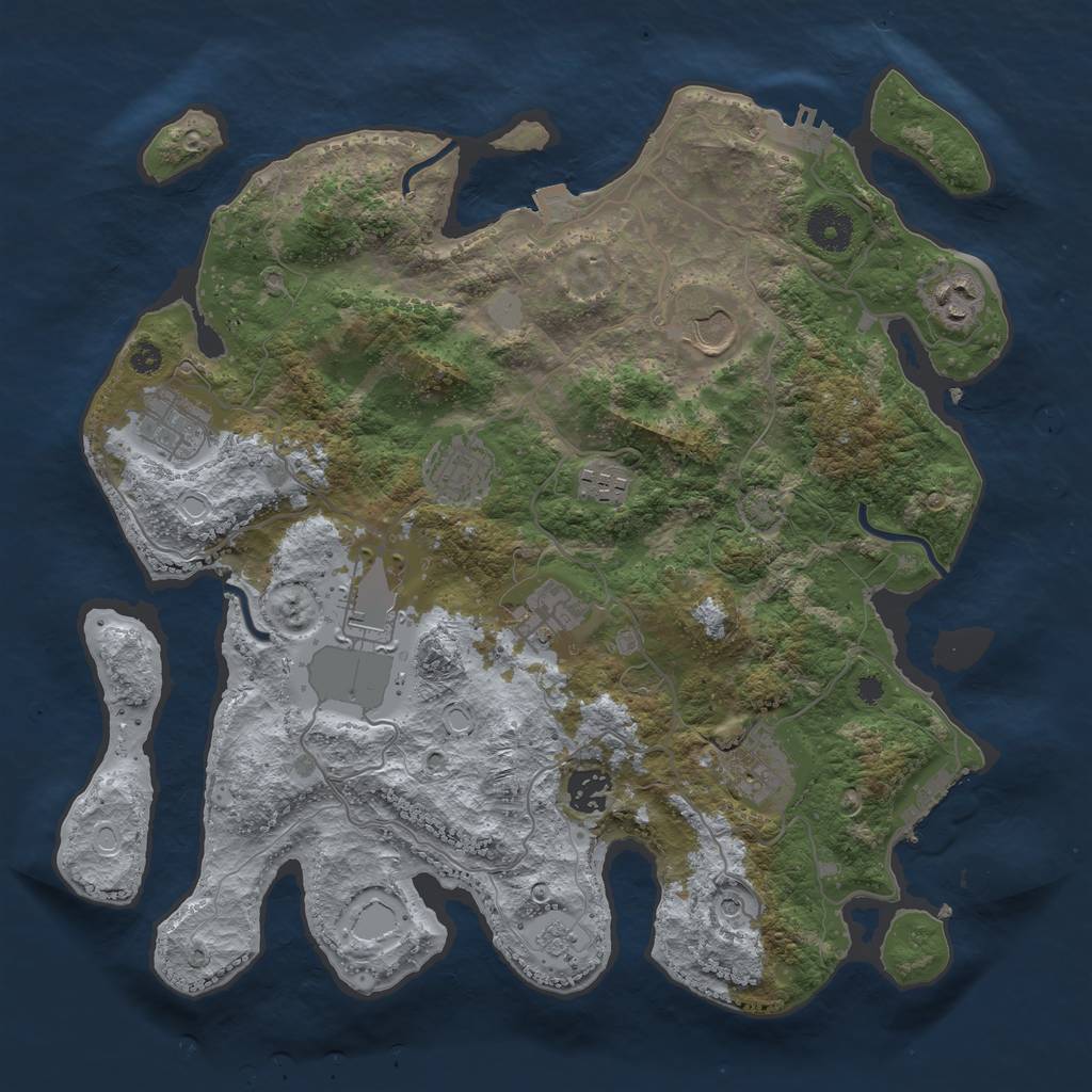 Rust Map: Procedural Map, Size: 3600, Seed: 1002633521, 17 Monuments