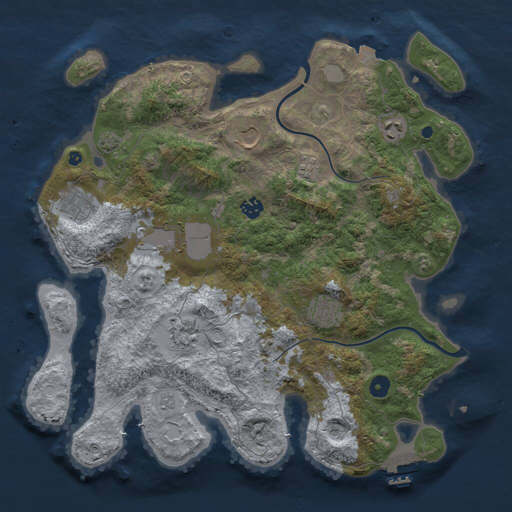 Rust Map: Procedural Map, Size: 3600, Seed: 1002633521, 13 Monuments