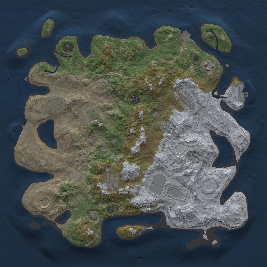Rust Map: Procedural Map, Size: 3700, Seed: 422575, 17 Monuments
