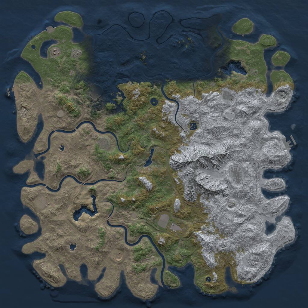 Rust Map: Procedural Map, Size: 6000, Seed: 1805445260, 17 Monuments