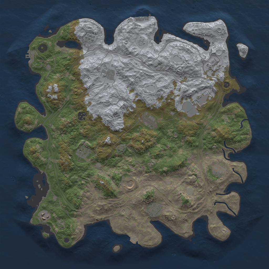 Rust Map: Procedural Map, Size: 4500, Seed: 639424880, 19 Monuments