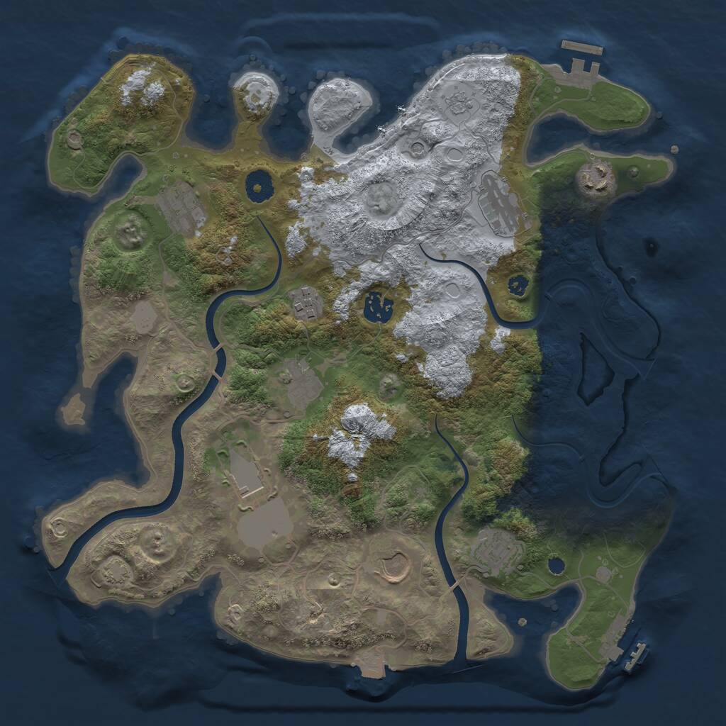Rust Map: Procedural Map, Size: 3550, Seed: 34184350, 15 Monuments