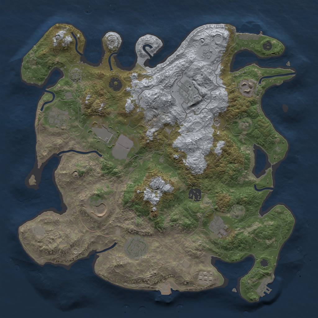 Rust Map: Procedural Map, Size: 3550, Seed: 34184350, 17 Monuments