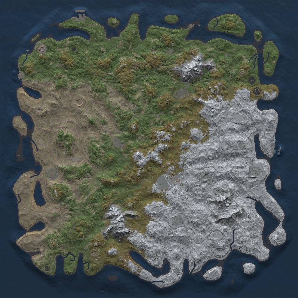 Rust Map: Procedural Map, Size: 6000, Seed: 3650, 19 Monuments
