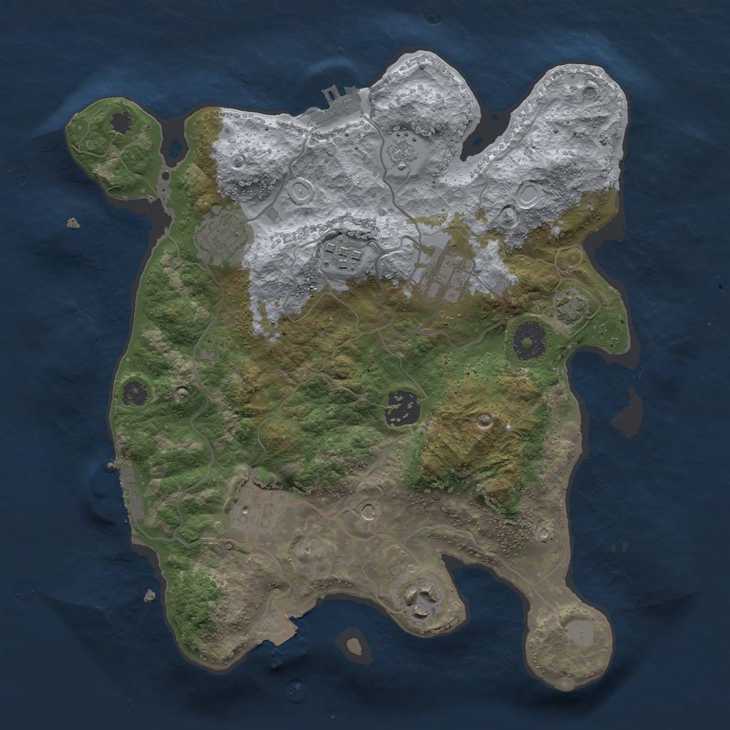 Rust Map: Procedural Map, Size: 3000, Seed: 1134443692, 14 Monuments