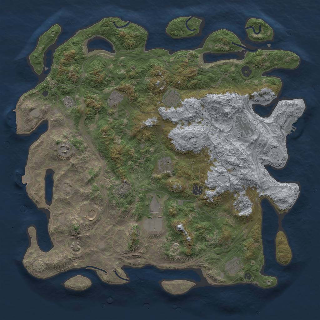 Rust Map: Procedural Map, Size: 4500, Seed: 849539034, 19 Monuments